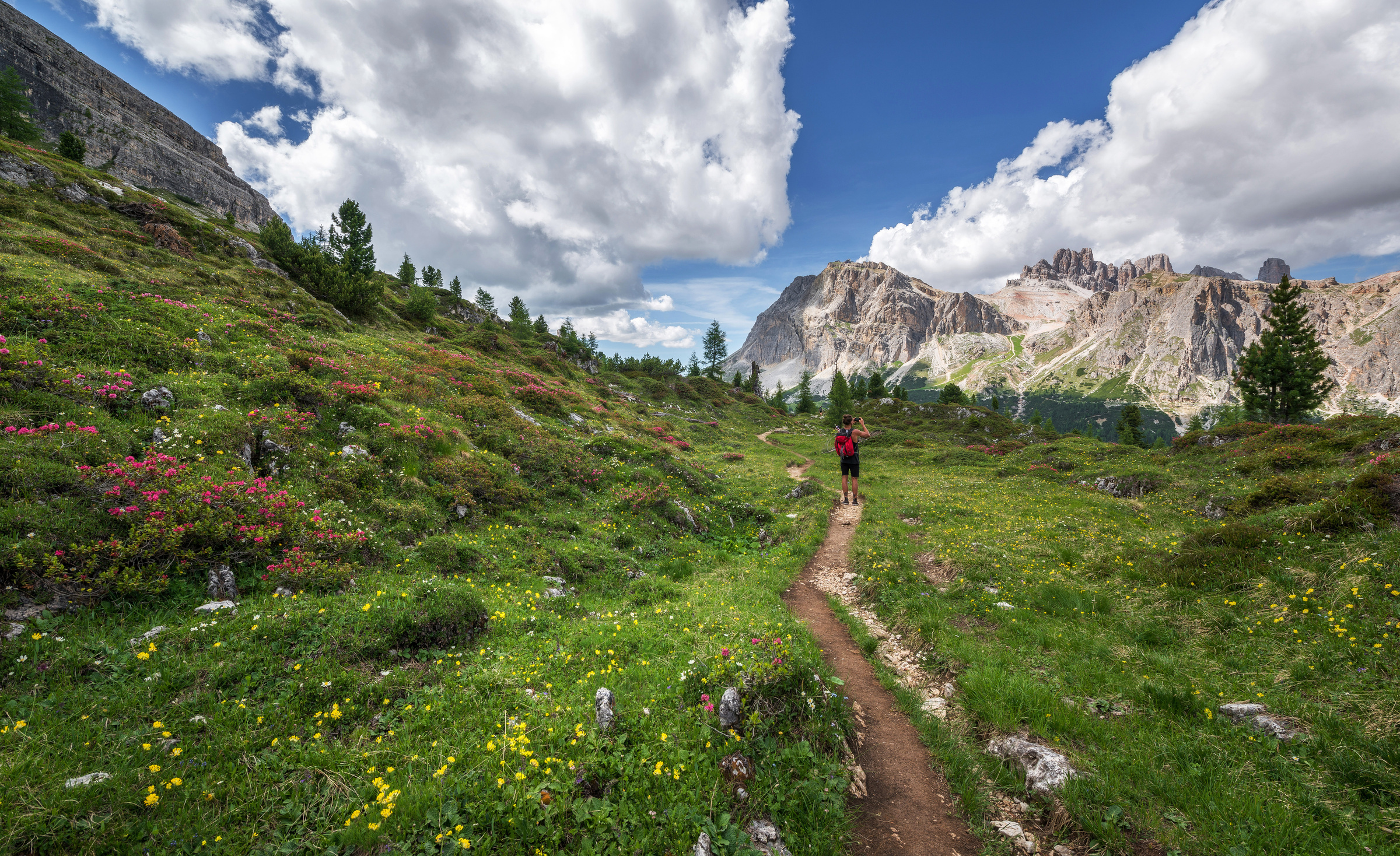 Male Hiker Exploring the Dolomites Landscape